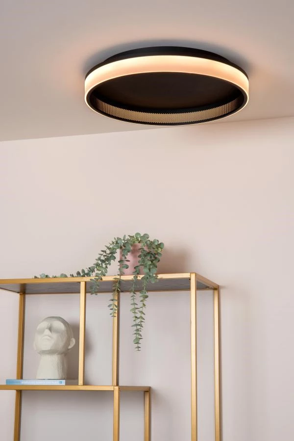 Lucide ESTREJA - Plafonnier - Ø 40 cm - LED 3 StepDim - CCT - 2500K/3000K - Noir - ambiance 4